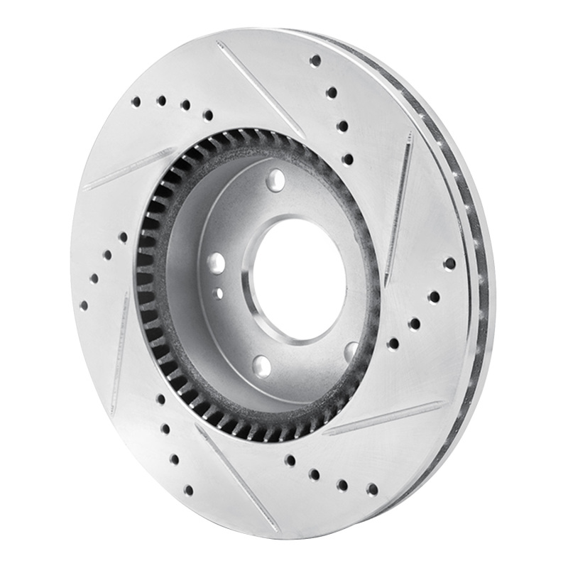 Hyundai Sonata Brake Rotor (1) - Front Left - R1 Concepts - Drilled & Slotted - Silver - `03-`13